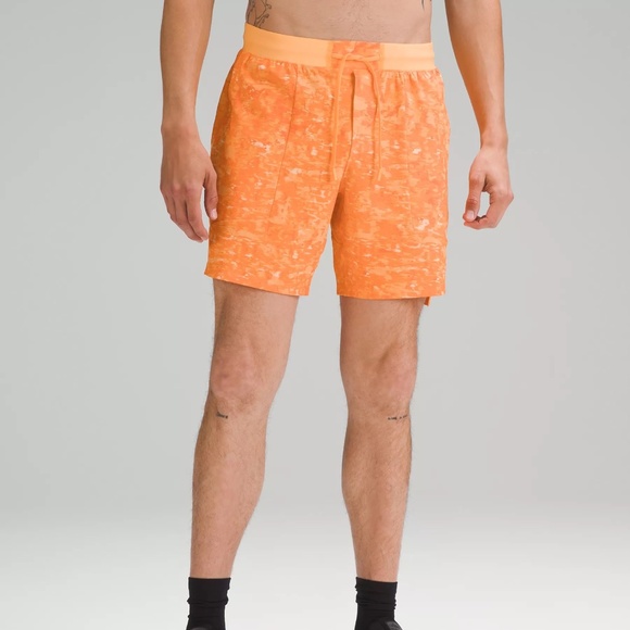 Lululemon Pace Breaker Shorts 7" Linerless – Orange Peel Multi – Size L NWOT - Picture 1 of 11